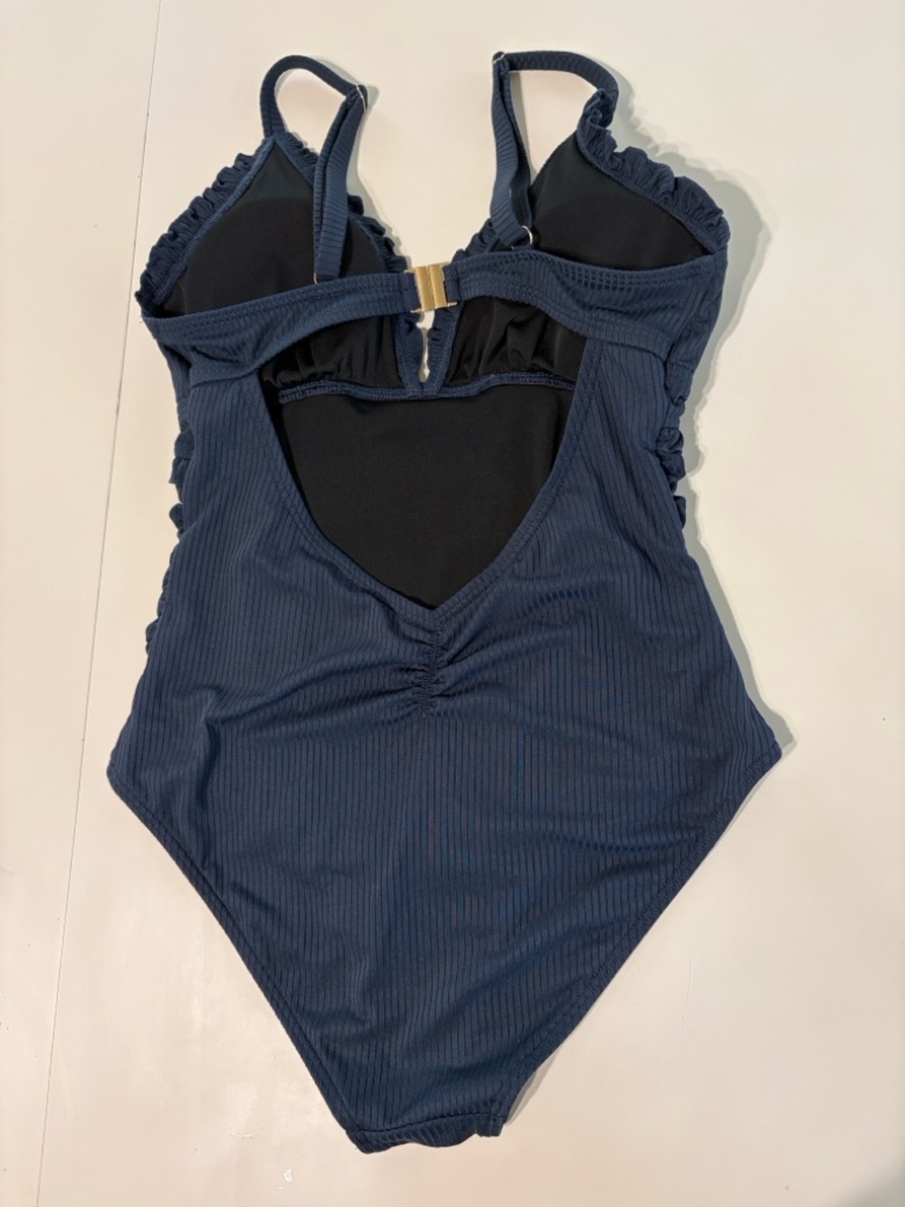 Navy Ruffled One-Piece Swimsuit - Picture 2 of 3